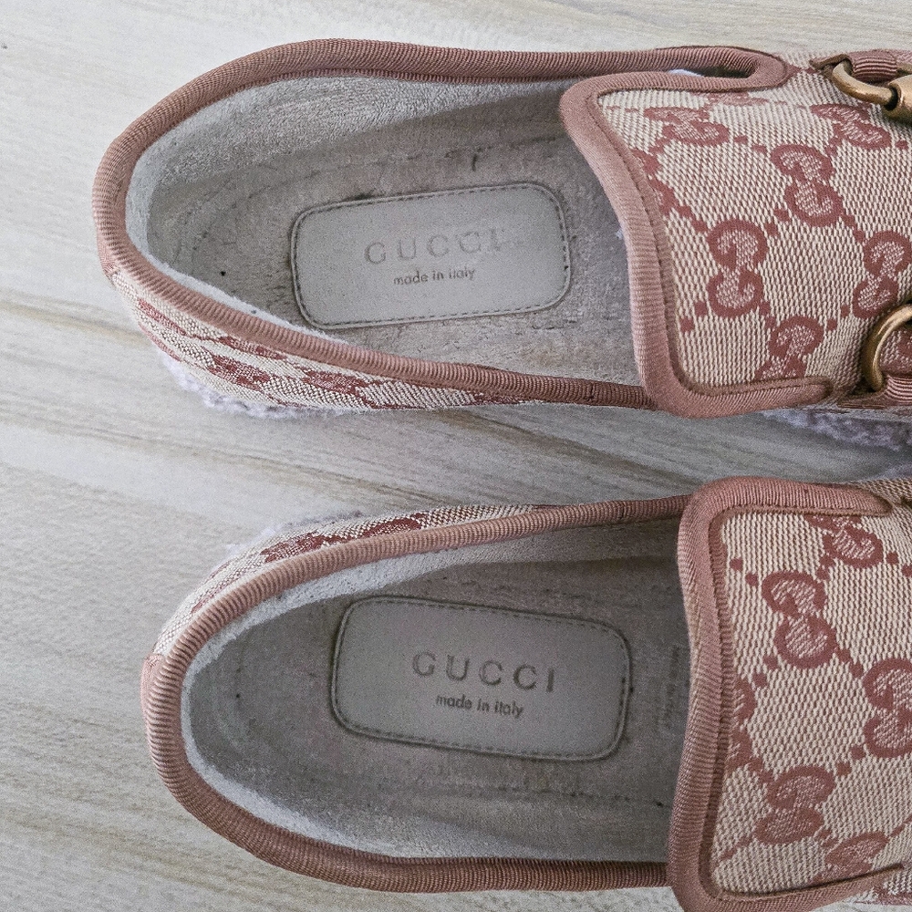 Gucci GG Fria Monogram Canvas Horsebit Espadrille Loafer Size 37 - Picture 5 of 12